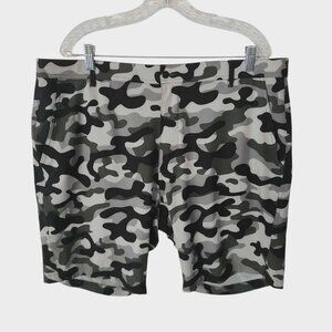 DRUH Shorts Black Gray White Camo Stretch Golf Outdoors Fishing Mens 38 NEW NWOT